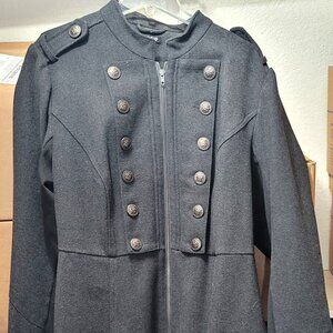 Long Grey Military Style Coat